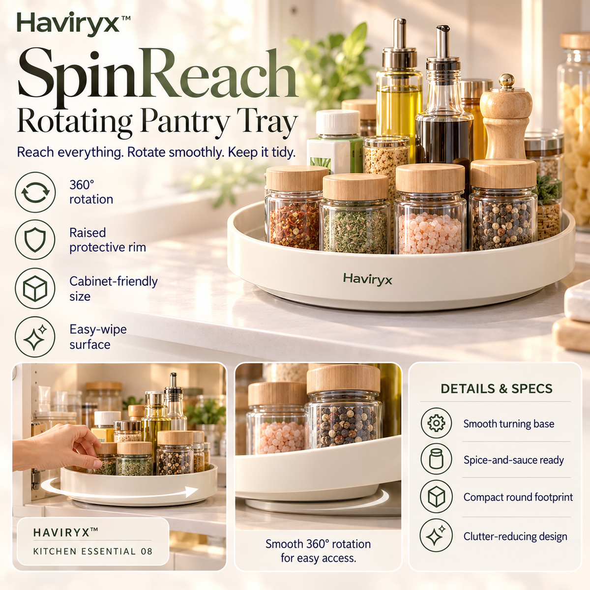 Vioneru™ SpinReach Rotating Pantry Tray