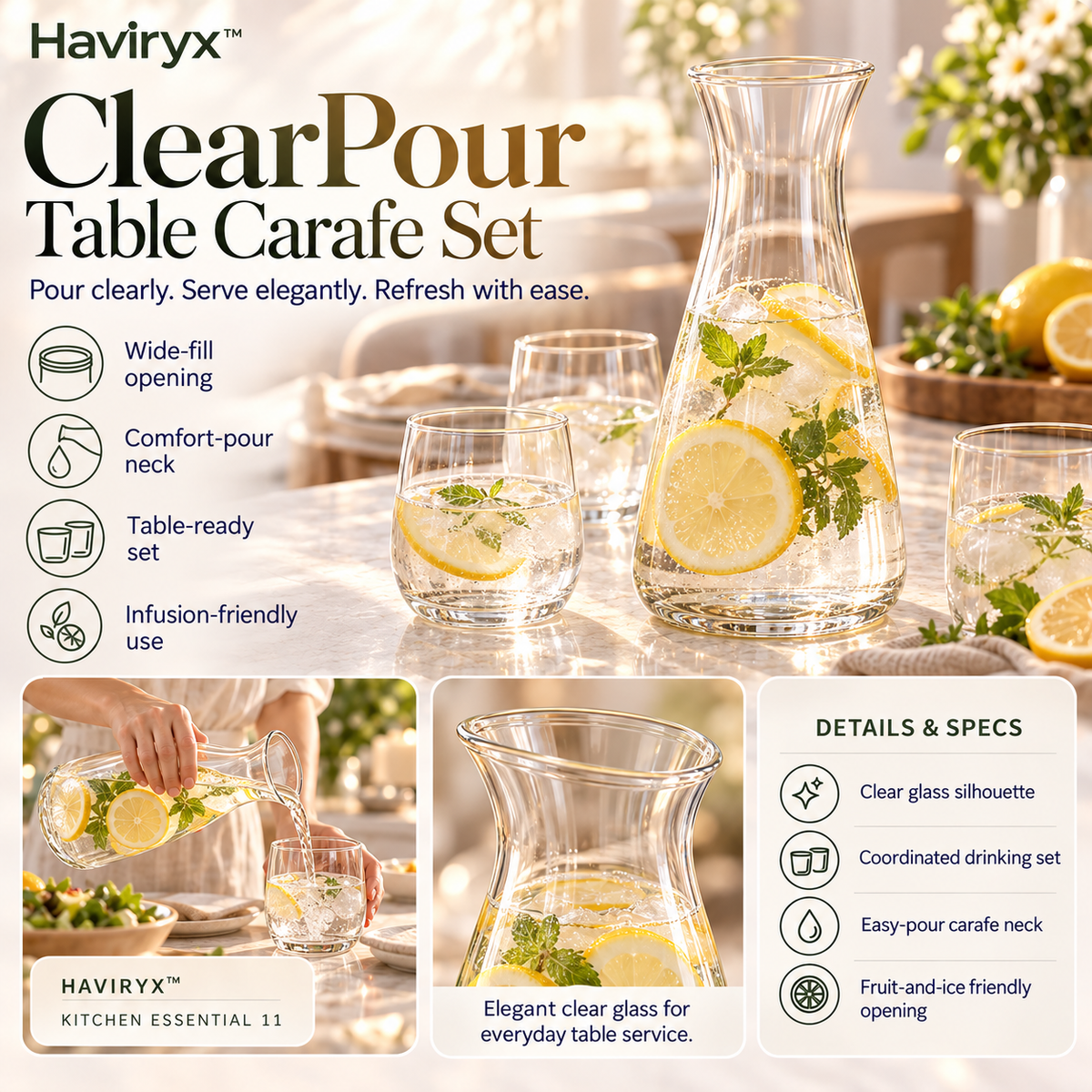 Vioneru™ ClearPour Table Carafe Set