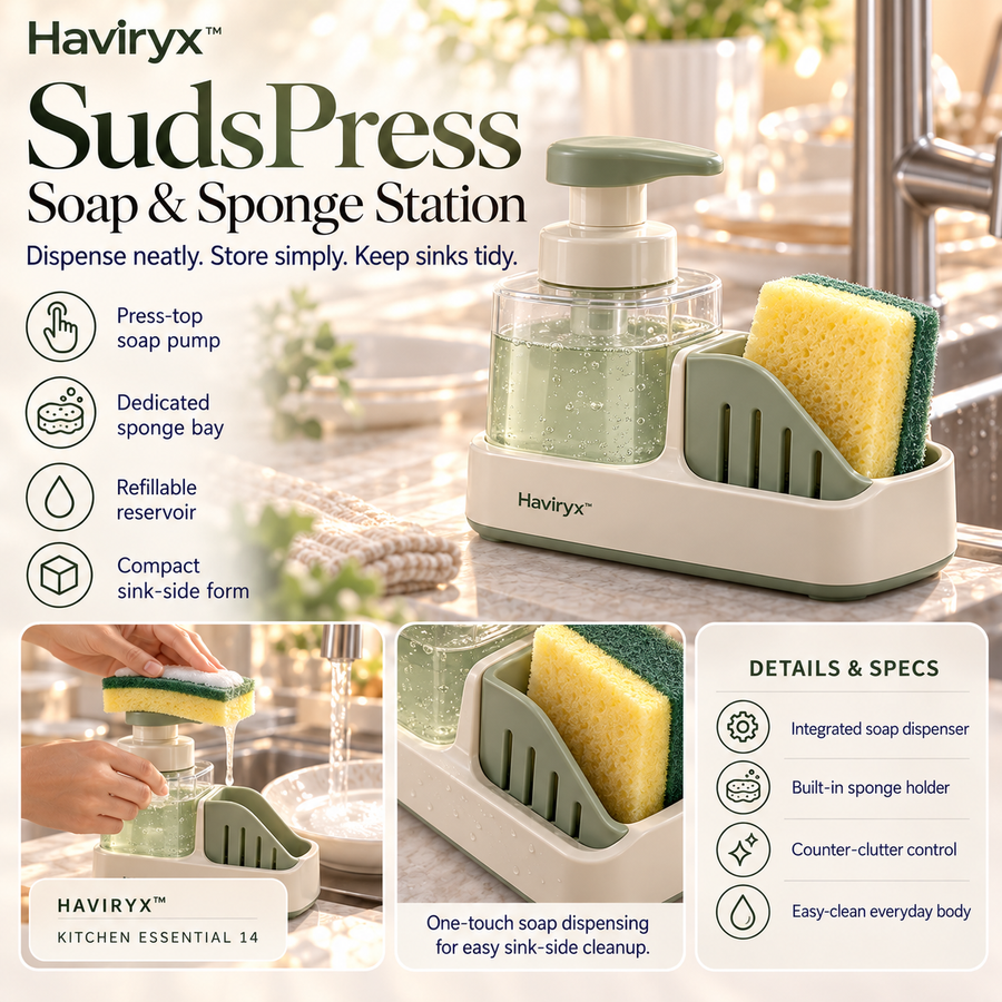 Vioneru™ SudsPress Soap & Sponge Station